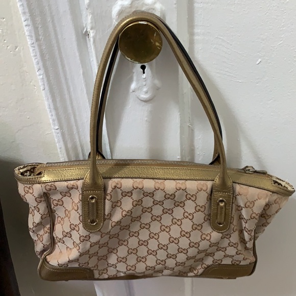 Authentic Gucci monogram top zip tote bag